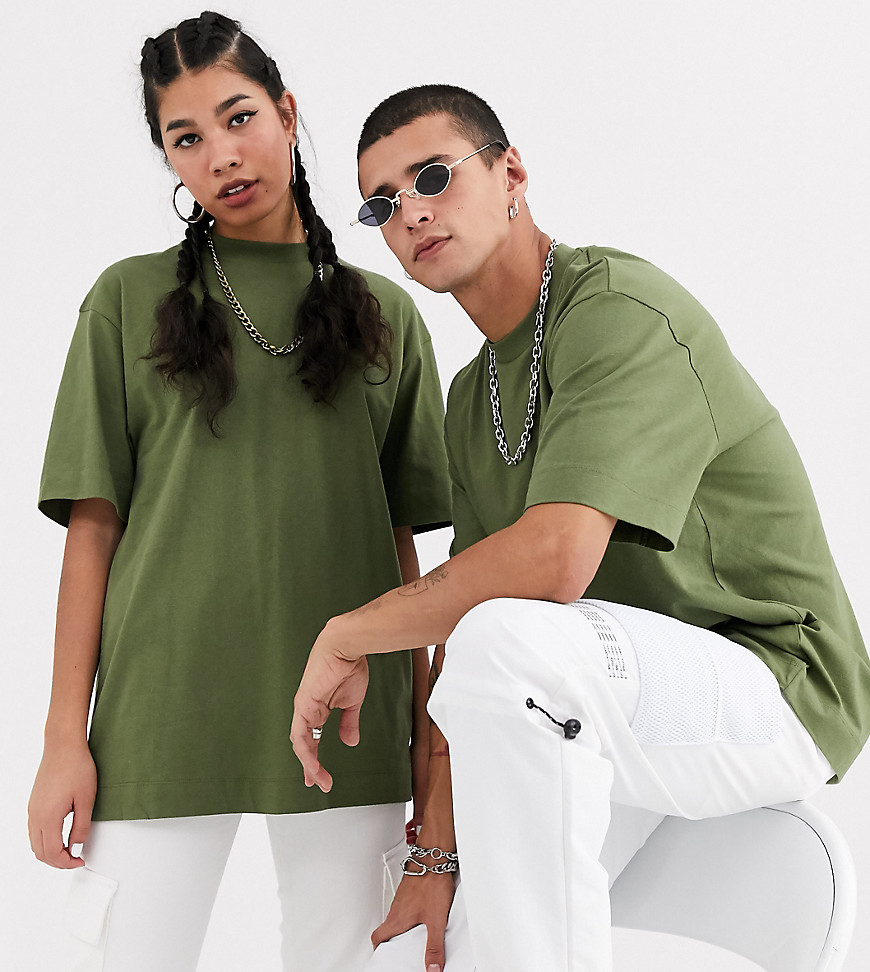 COLLUSION – Unisex – Khakifärgad t-shirt-Grön