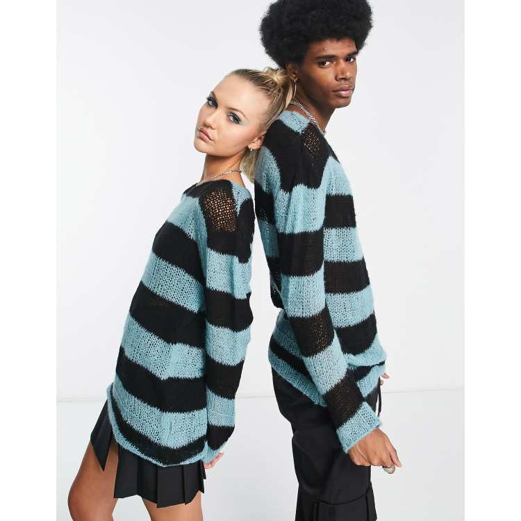 Black Blue Striped Cardigan