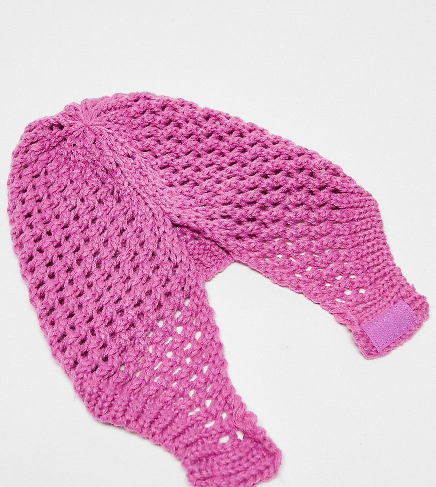 COLLUSION Unisex knitted crochet bonnet in pink
