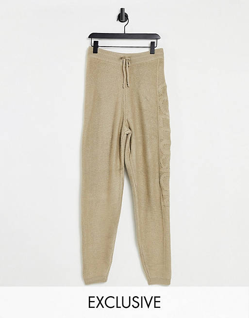 COLLUSION Unisex knitted joggers co-ord in ecru