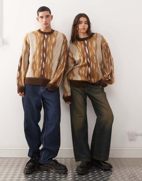 COLLUSION Unisex knitted jumper in deer print