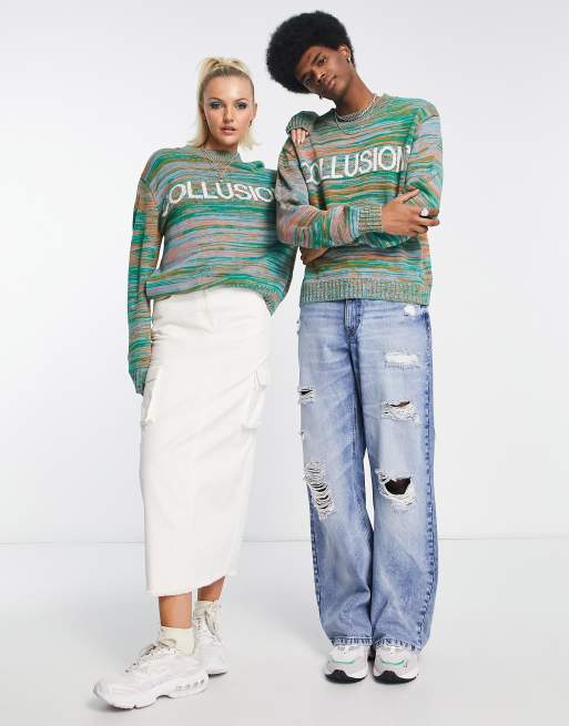 ASOS DESIGN crew neck jumper in space dye