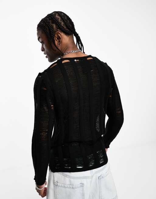 Black distressed outlet jumper