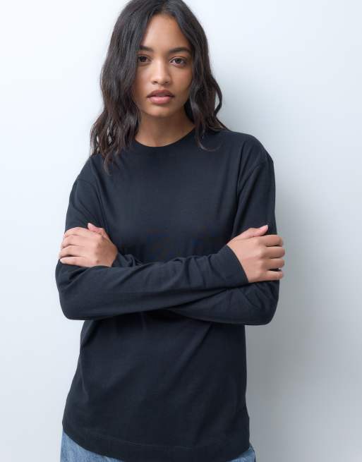 COLLUSION Unisex Langarm-Oversize-T-Shirt in Schwarz, 2 von 5