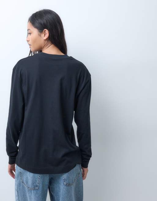 COLLUSION Unisex Langarm-Oversize-T-Shirt in Schwarz, 3 von 5