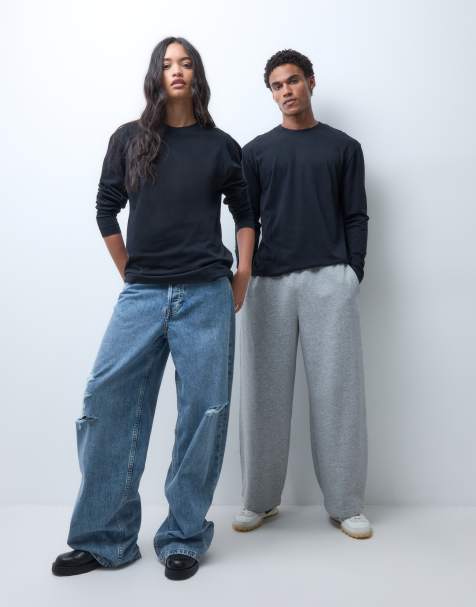 COLLUSION unisex långärmad oversized t-shirt i svart - view 1