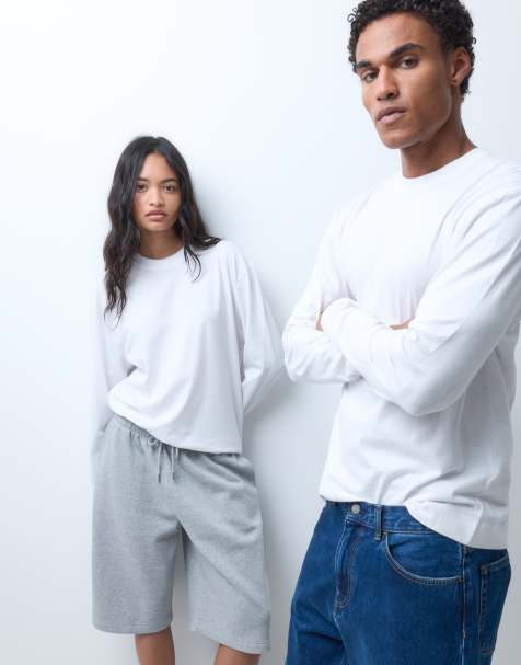 COLLUSION unisex långärmad oversized t-shirt i vitt - view 1