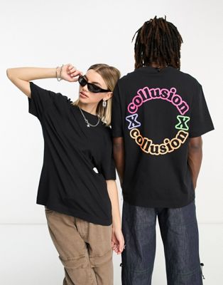 COLLUSION Unisex large back branded t-shirt in black - ASOS Price Checker