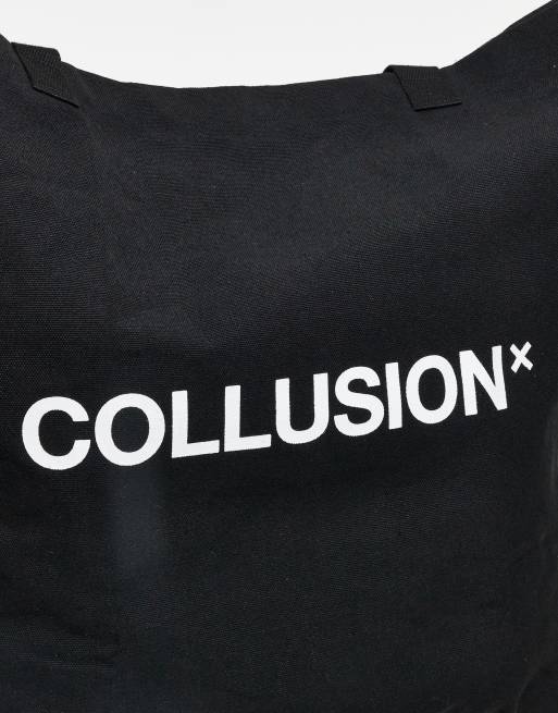 COLLUSION Unisex large everyday tote bag with logo in black