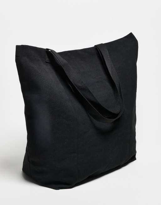 COLLUSION Unisex large everyday tote bag with logo in black