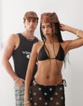 [Collusion] COLLUSION Unisex leopard print flat cap in multi One Size MULTI