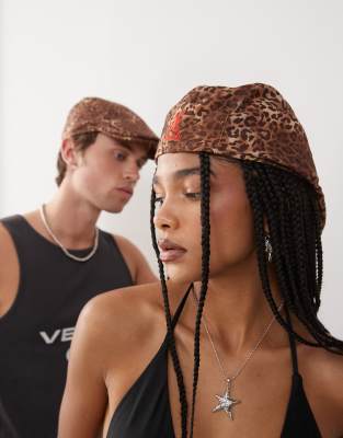 Collusion Unisex Leopard Print Flat Cap