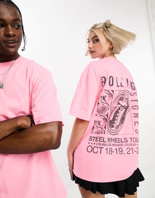 Pink rolling stones store shirt