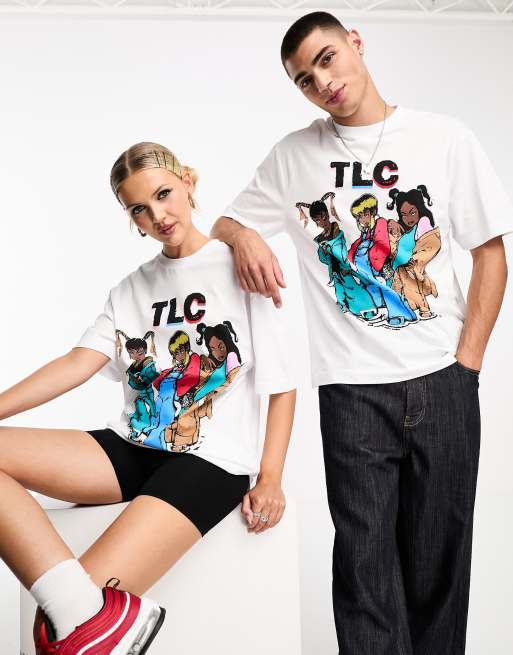 COLLUSION Unisex license printed TLC t shirt in white