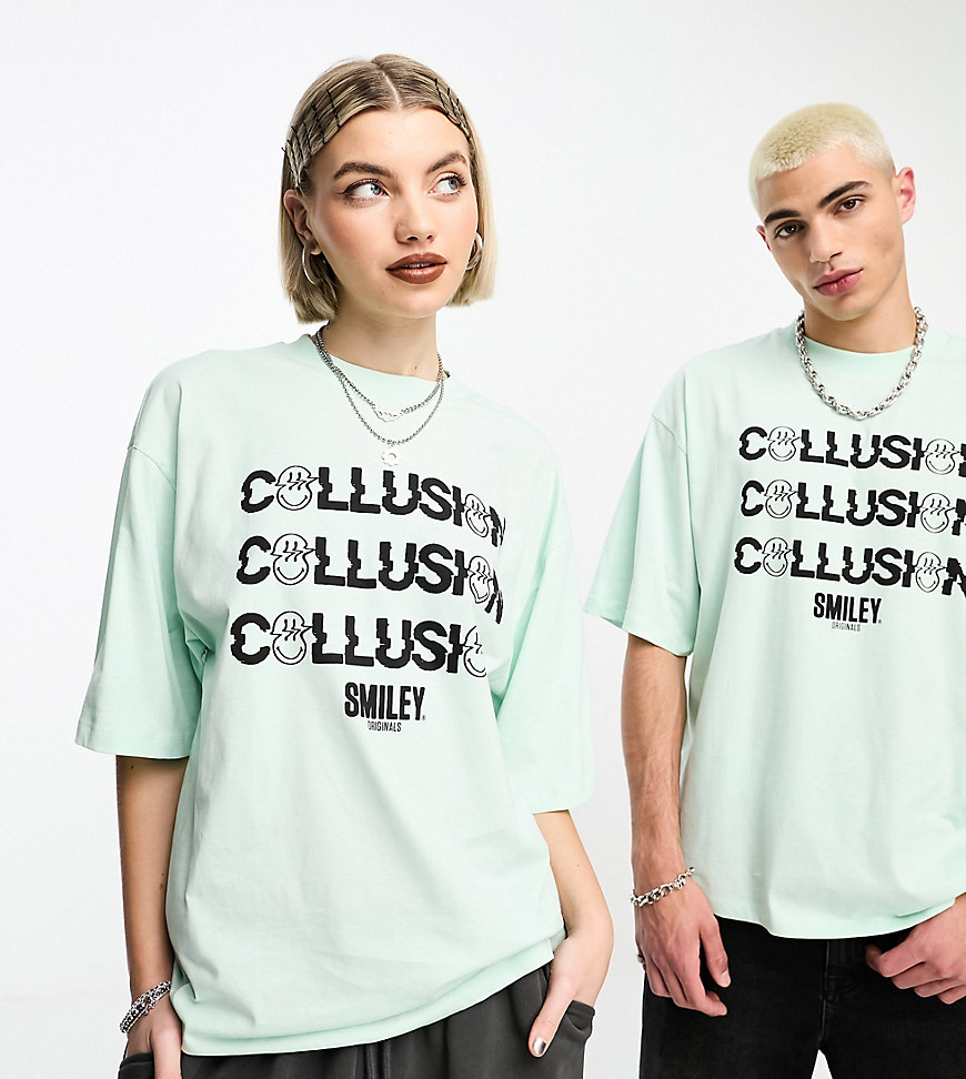 COLLUSION Unisex license t-shirt with graphic print in green