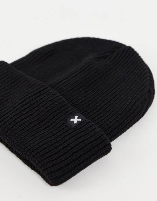 COLLUSION Unisex logo beanie in black - BLACK, 3 of 4