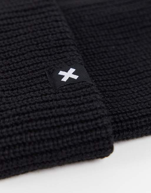 COLLUSION Unisex logo beanie in black - BLACK, 4 of 4