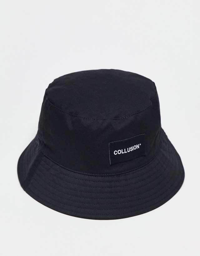 COLLUSION Unisex logo bucket hat in black