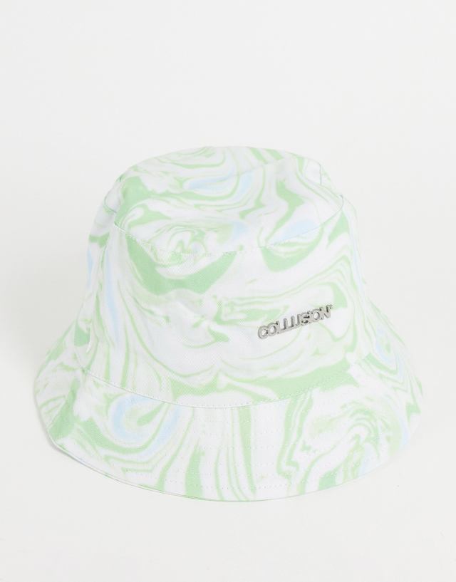 COLLUSION Unisex logo bucket hat in marble tie dye