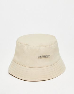 COLLUSION Unisex logo bucket hat in stone-Neutral