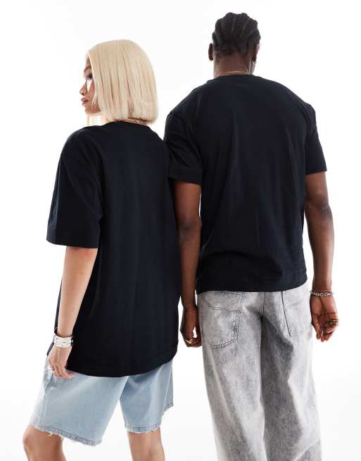 COLLUSION Unisex logo cotton t-shirt in black, 4 of 4