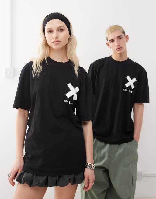 COLLUSION Unisex logo cotton t-shirt in black