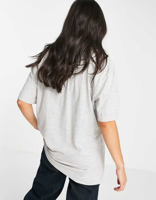 COLLUSION Unisex logo cotton t-shirt in grey marl - GREY, 3 of 4