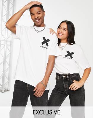 Collusion COLLUSION Unisex logo cotton t-shirt in white - WHITE