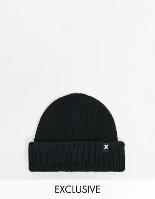 COLLUSION Unisex logo fisherman beanie in black | ASOS