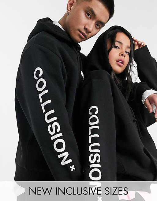  COLLUSION Unisex logo hoodie in black 