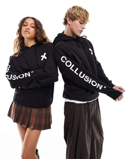 COLLUSION Unisex logo hoodie in black | ASOS