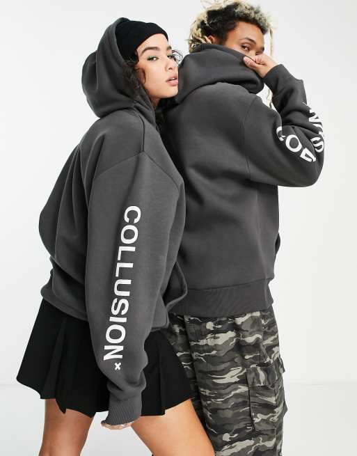 Asos collusion black online hoodie