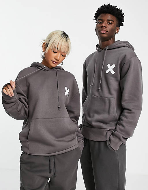 COLLUSION Unisex logo hoodie in dark gray | ASOS