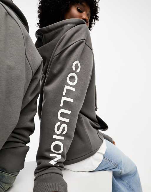 COLLUSION Unisex logo hoodie in dark grey