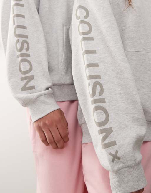 COLLUSION Unisex logo hoodie in gray heather, 2 of 4
