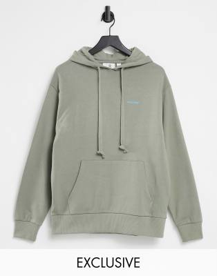 Collusion Hoodie With Logo Print In Gray-grey In Green