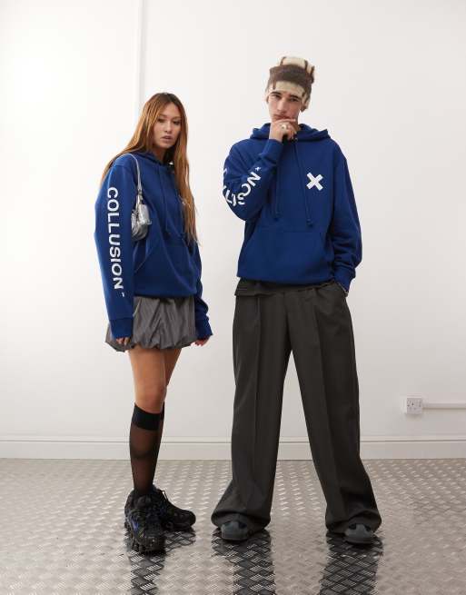 Xogul studio eyeleted logo hoodie navy（All You Need Is Hope
