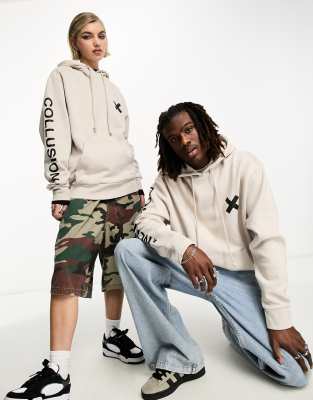 COLLUSION Unisex logo hoodie in off-white - ASOS Price Checker