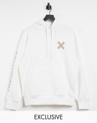 Collusion unisex logo hoodie in off white-grey