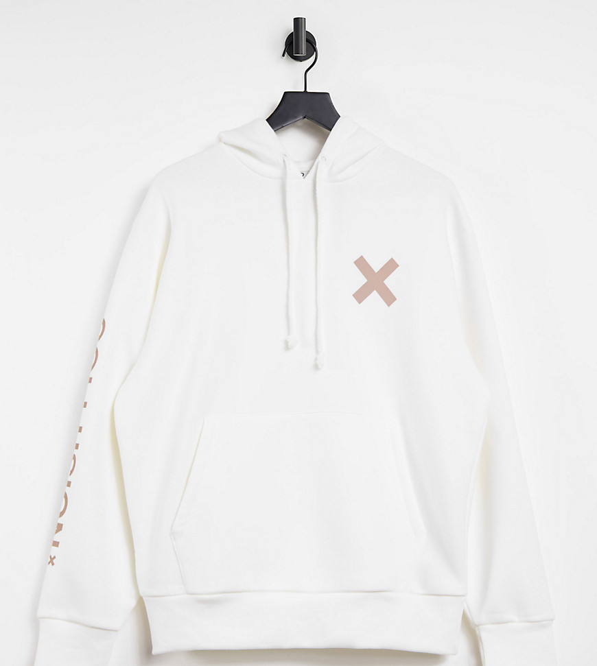COLLUSION Unisex logo hoodie in off white-Grey