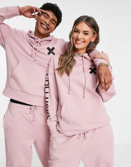 COLLUSION Unisex logo hoodie in pink
