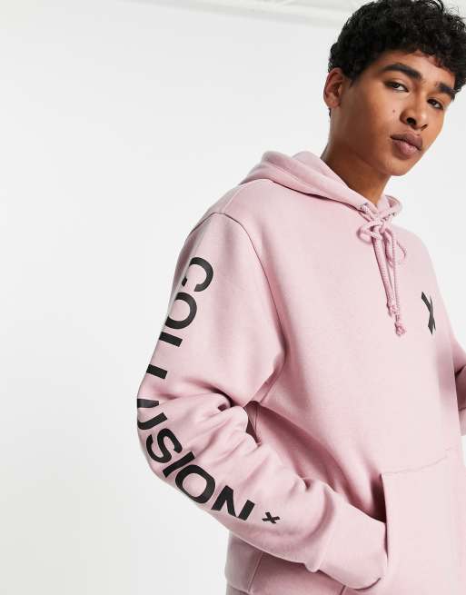 COLLUSION Unisex logo hoodie in pink