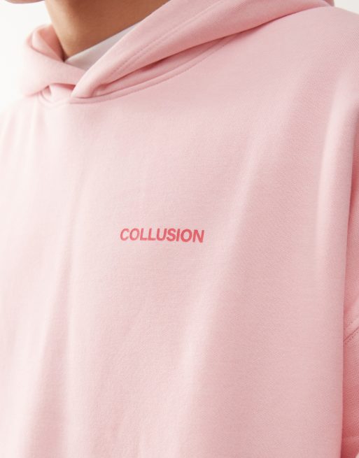 COLLUSION Unisex logo hoodie in pink, 3 of 4