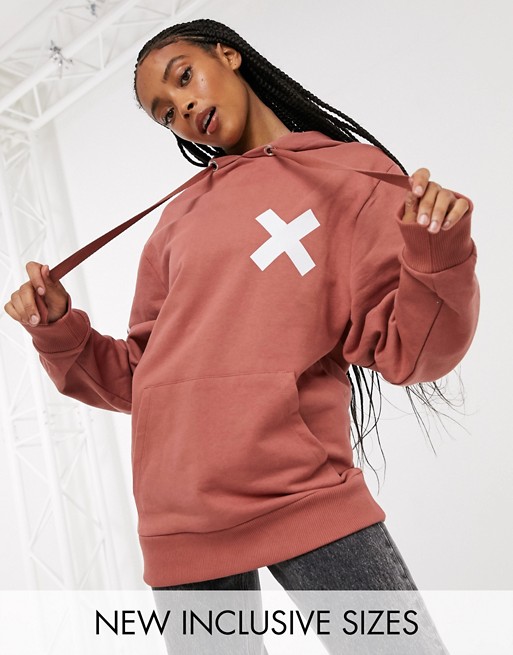 COLLUSION Unisex logo hoodie in rust