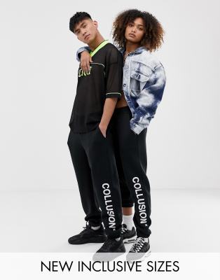 COLLUSION Unisex logo jogger in black ASOS