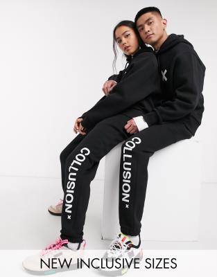 COLLUSION Unisex logo jogger in black