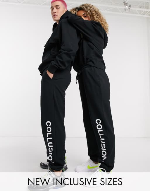 COLLUSION Unisex logo joggers in black ASOS