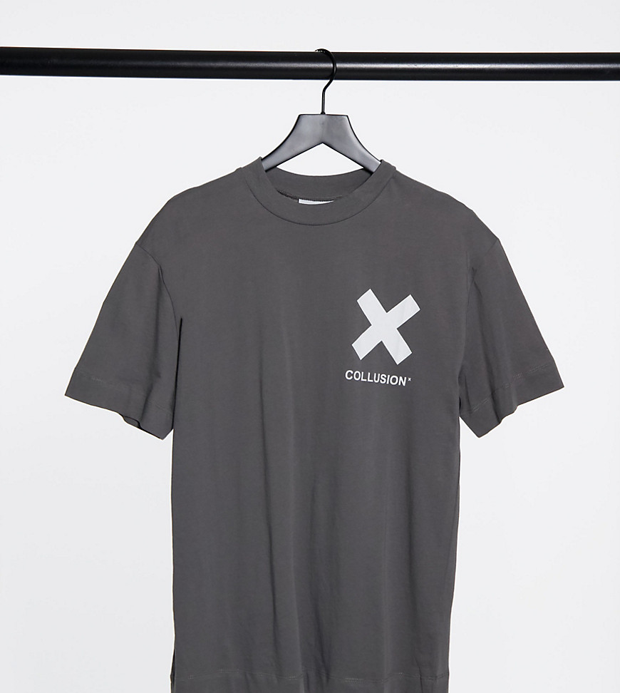 COLLUSION Unisex logo organic cotton t-shirt in dark gray-Grey