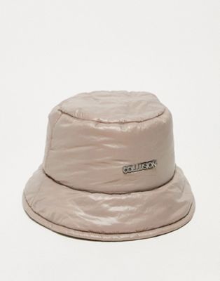 COLLUSION Unisex logo padded bucket hat in light grey-Neutral