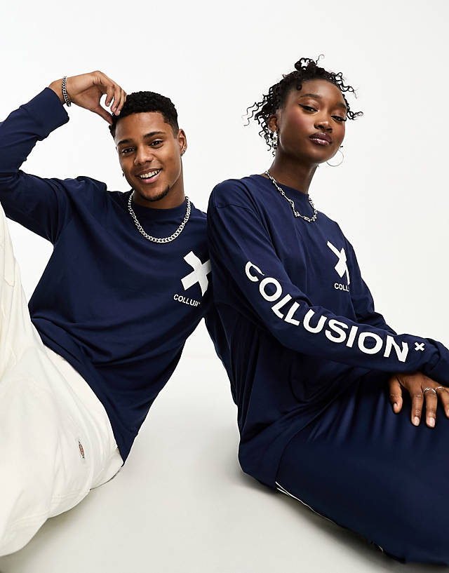 Collusion - unisex logo print t-shirt in navy